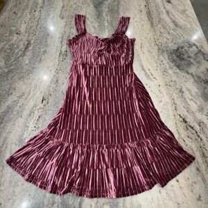 Betsy Johnson Large Faux Velvet Rose Pink Mini Dress A-Line Sleeveless